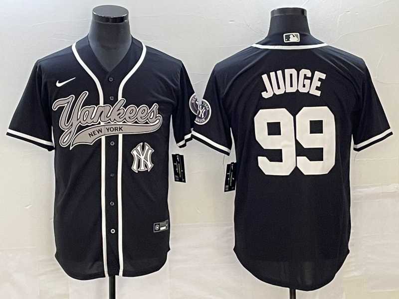 Mens New York Yankees #99 Aaron Judge Black With Patch Cool Base Stitched Baseball Jersey